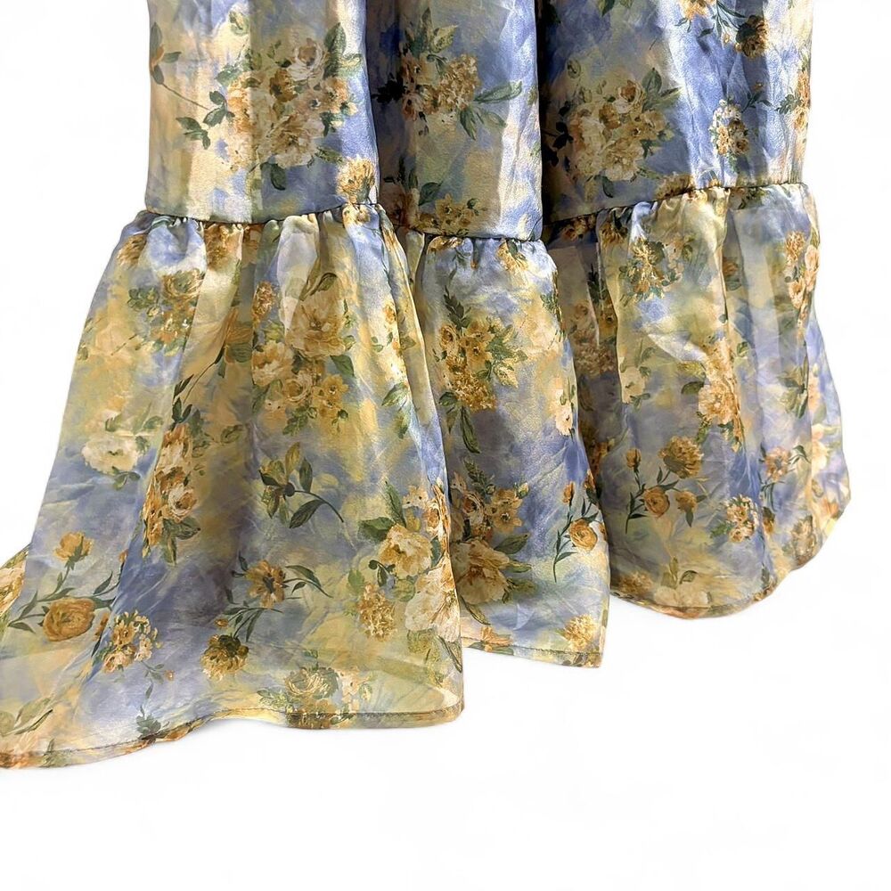 Midi Floral Babydoll Dress with puff | Extra Small - Picture 4 of 8